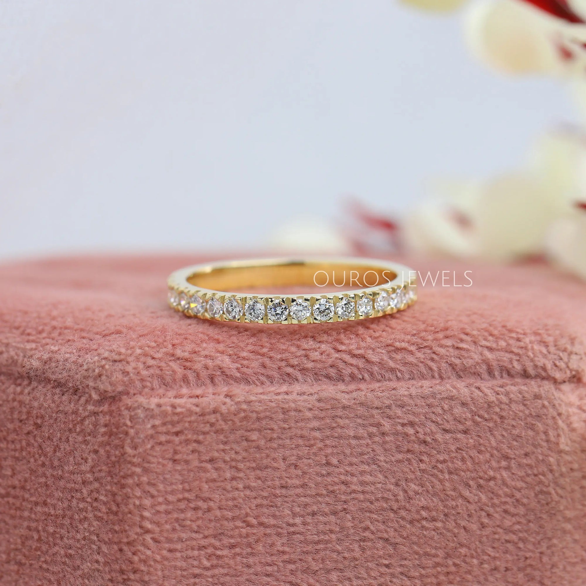 Round Cut Lab Grown Diamond Half Eternity Wedding Band