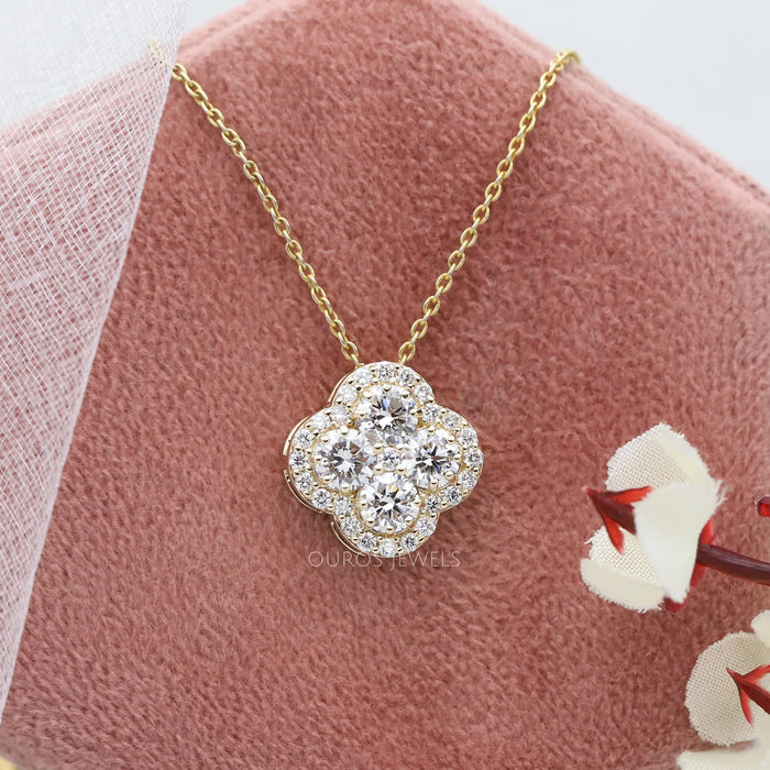 Yellow Gold Diamond Flower Necklace