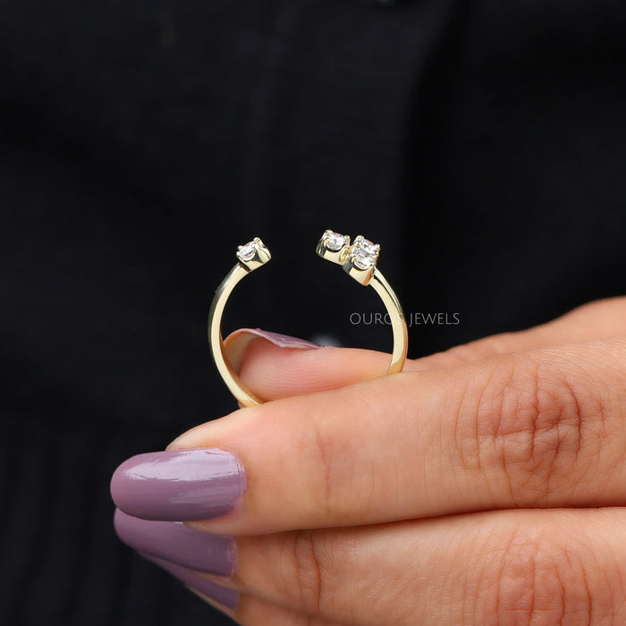Round Diamond Open Cuff Wedding Band