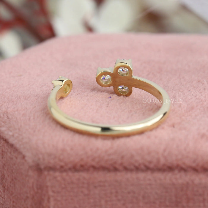 Round Diamond Open Cuff Wedding Band