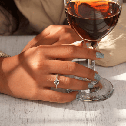 Round Cut Hidden Halo Solitaire Accent Engagement Ring Ring