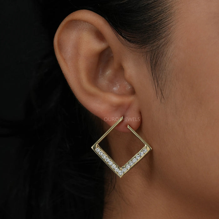 Square Lab Grown Diamond Hoop Earrings