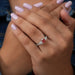 [On Finger Pink Lab Diamond With Antique Shield Cut Lab Diamond Three Stone Ring]-[Ouros Jewels]