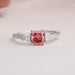 [1.10 Fancy Pink Cushion Cut Three Stone Engagement Ring]-[Ouros Jewels]