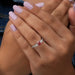 [On Finger Beautiful Front View Of Lab Diamond Three Stone Engagement Ring]-[Ouros Jewels]
