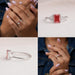 [Multi View Of Fancy  Pink Radiant Cut Lab Diamond 3 STone Engagement Ring]-[Ouros Jewels]