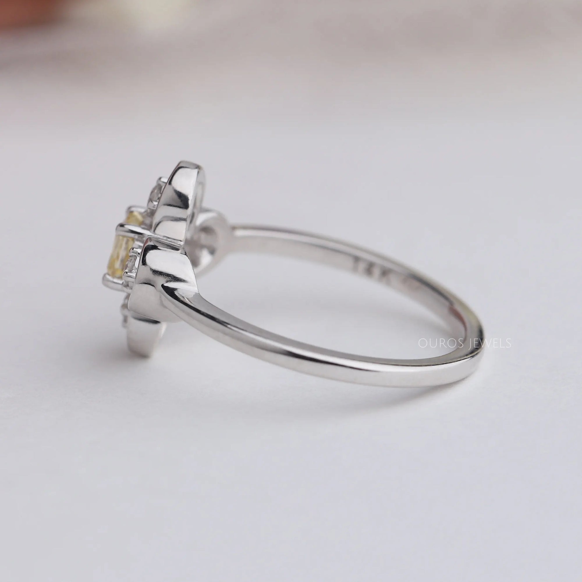 Antique Shape Yellow Asscher Cut Dainty Ring