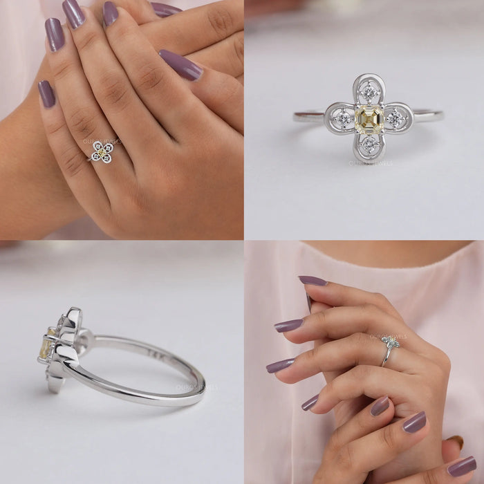 Collage of Asscher Cut Diamond Vintage Ring
