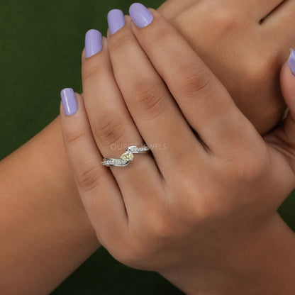 Yellow Pear Diamond Solitaire Accent Ring