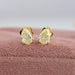 A pair of yellow pear brilliant cut earrings with 3 claw prongs setting